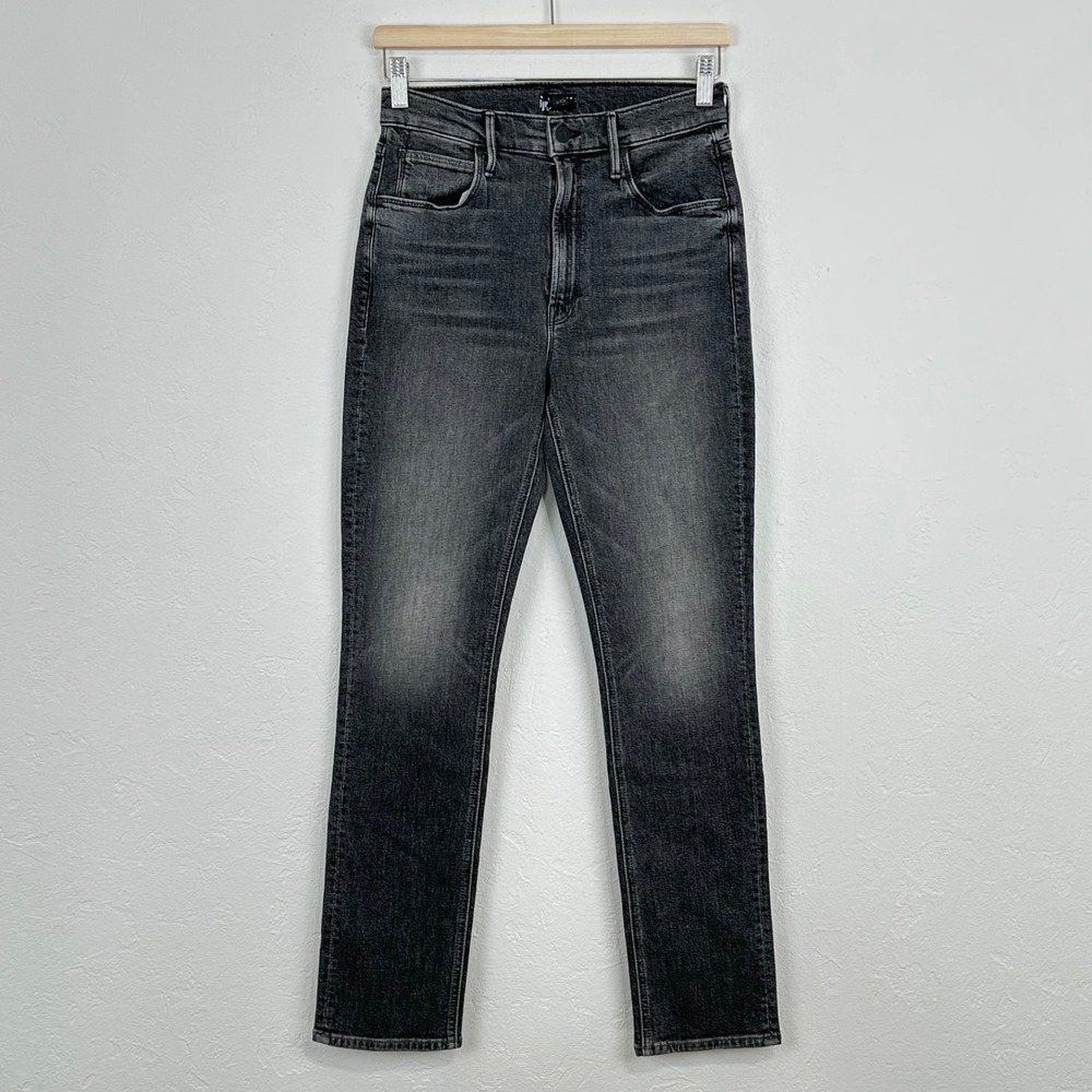 Mother The Dazzler Hover Jeans Size 27 Gray High Rise Stretch Straight Leg Denim